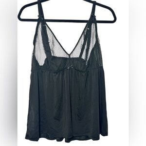 Cacique Baby Doll Black Lace and‎ Sheer Top Size 22/24